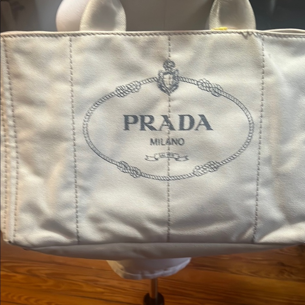 Prada Milano Ivory Canvas Handbag